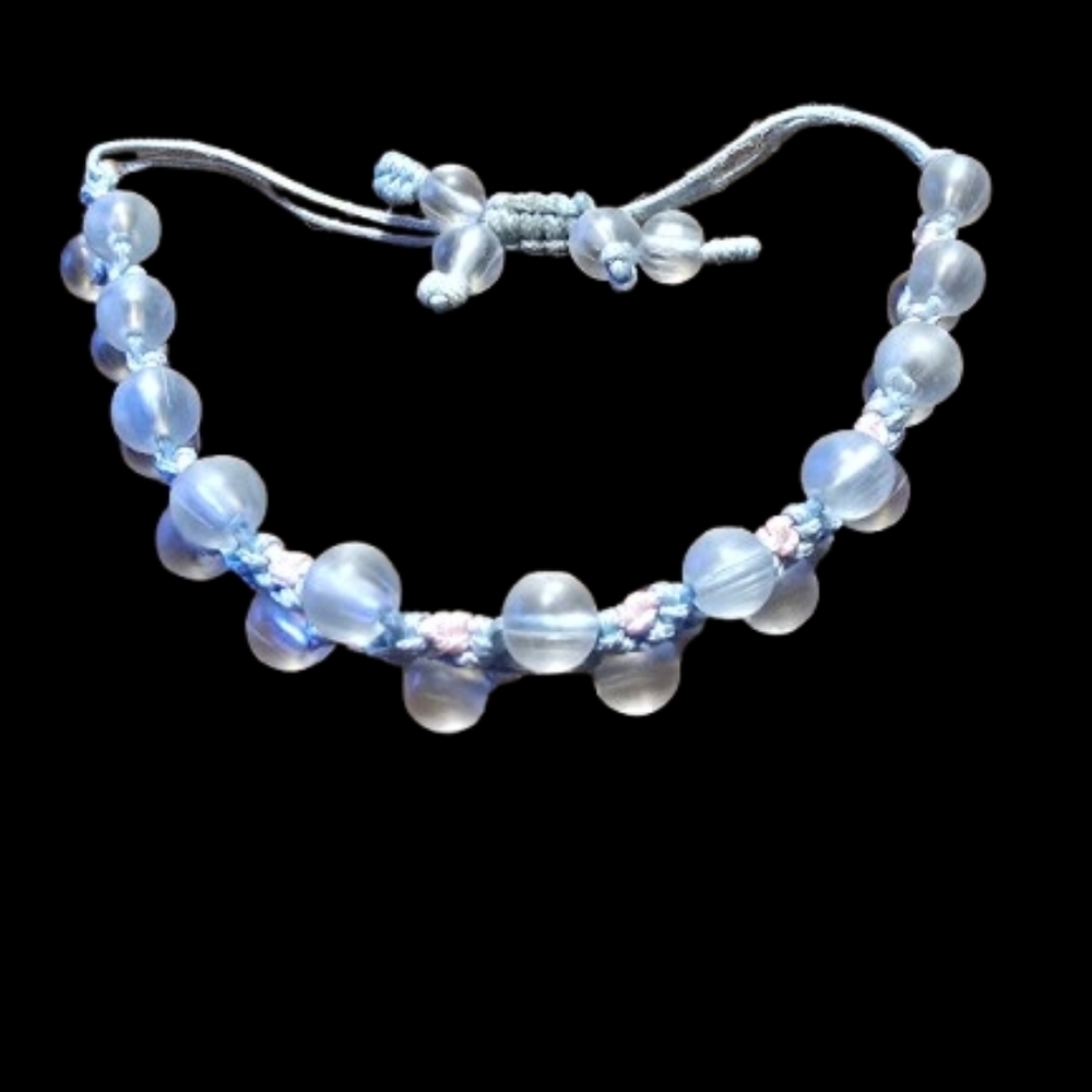 Hand Braided Clear Beaded Bracelet 25